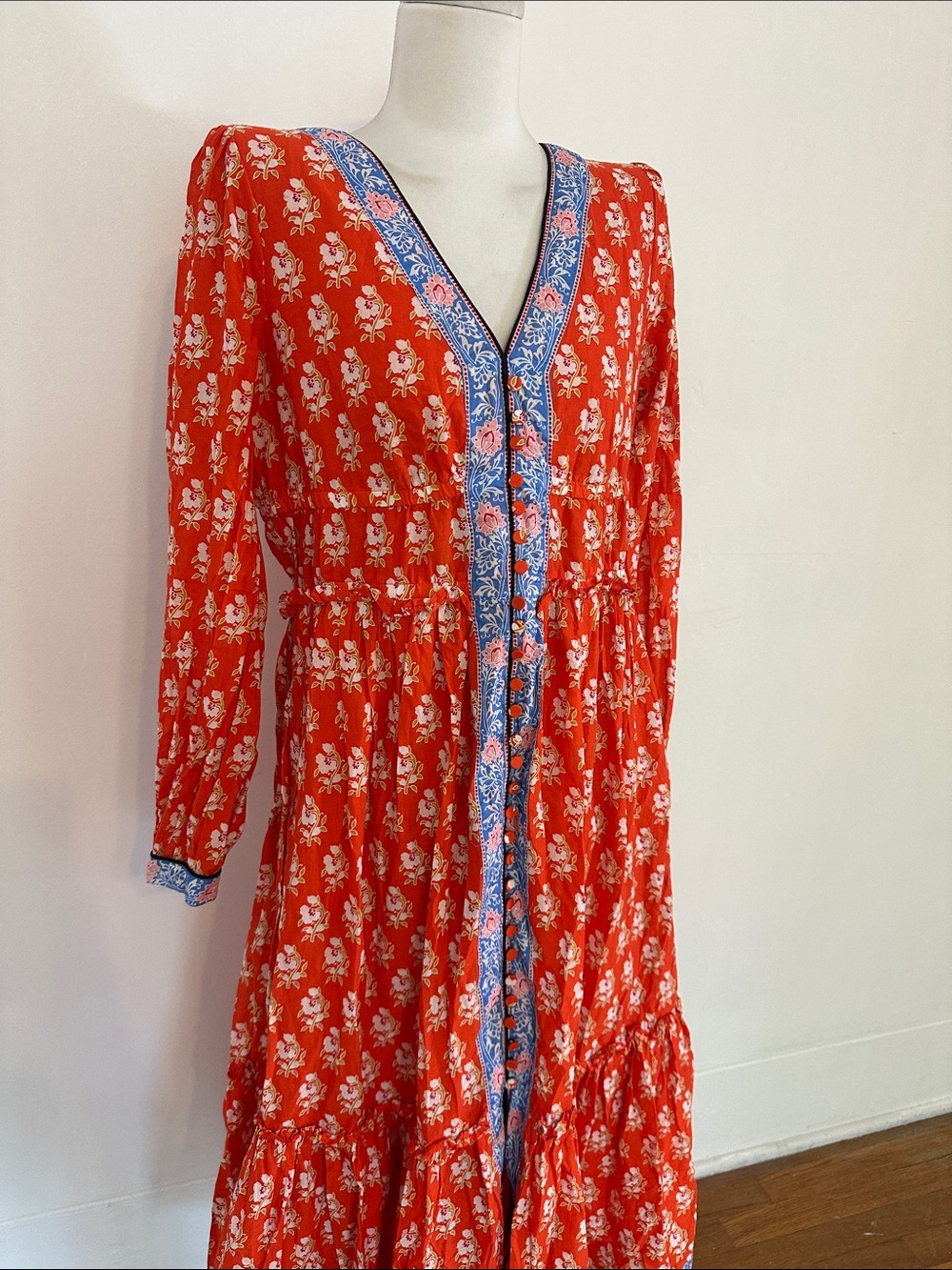 J.Crew Indian Cotton Boho Floral Mix Pribt Dress Size 8 - Picture 2 of 5